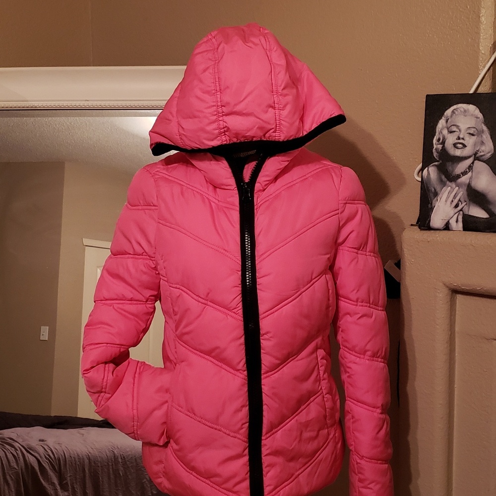 Pink lightweight puffer coat